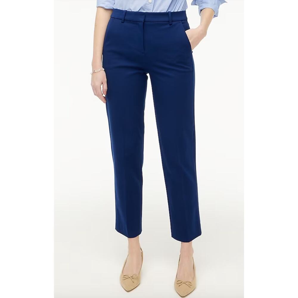 J.Crew Pants Women Size 2 Petite Navy Straight Leg Casual Classic Work BO900 NWT